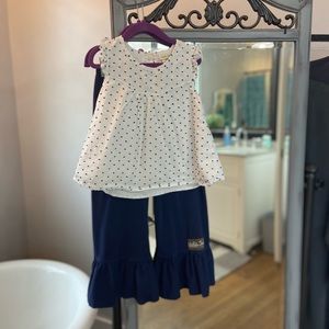 Size 6 Miss Matilda top and blue Annabelle big ruffles from “Hello Lovely”